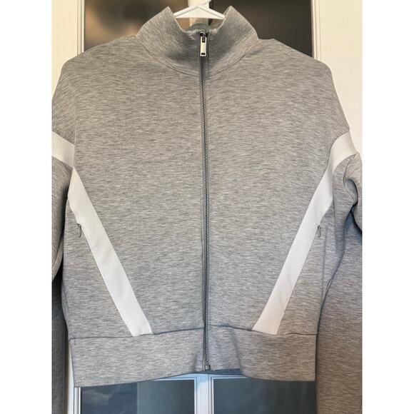 SPANX AirEssentials® Striped Track Jacket gray size small - Picture 4 of 14